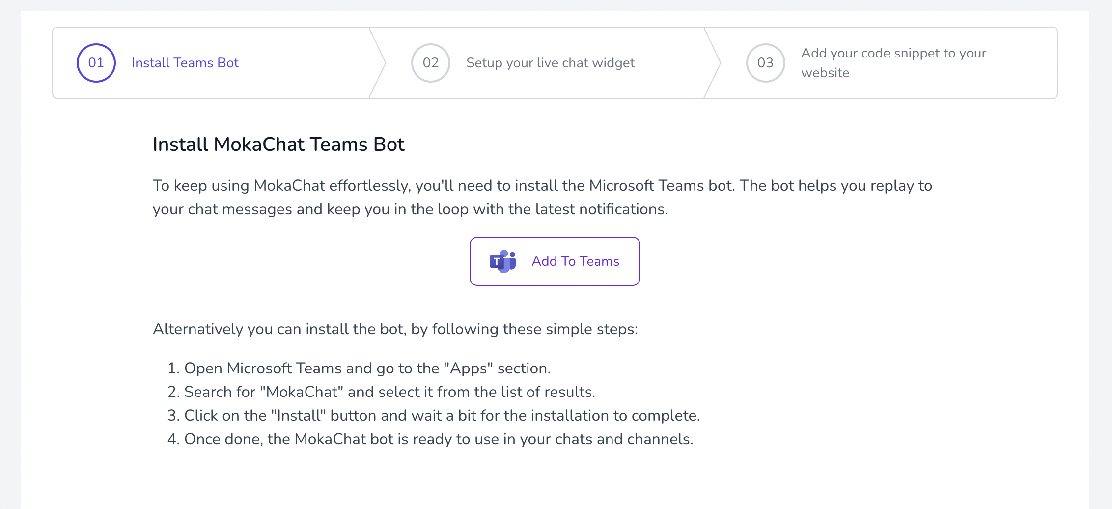 Microsoft Teams - Install MokaChat Bot